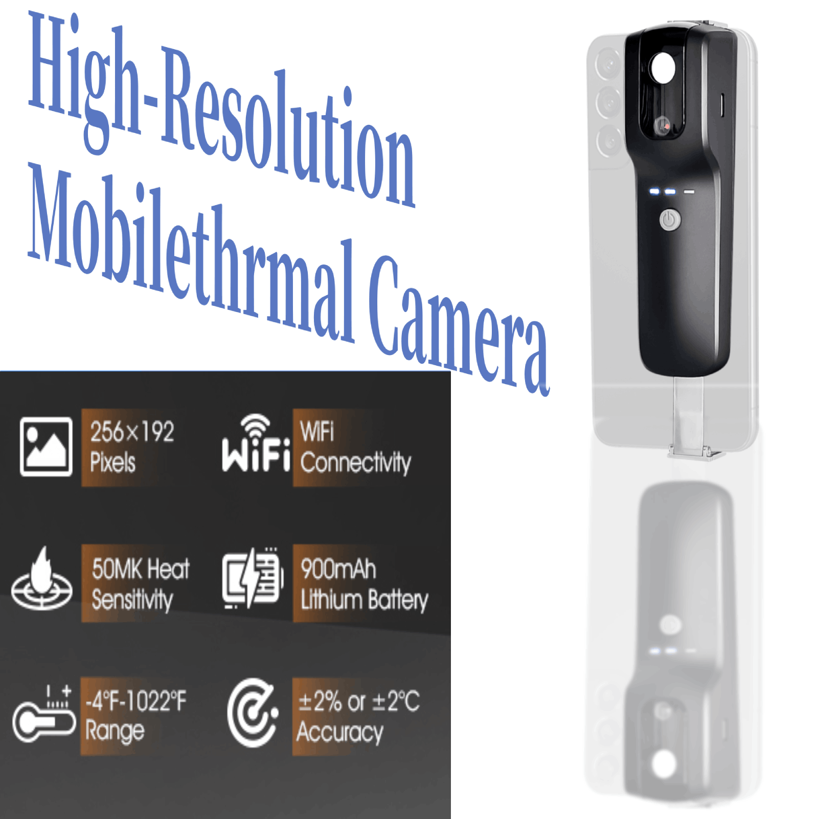 Thermal Imaging Camera 256X192 - Caméra thermique WiFi HP951A 256x192, montée