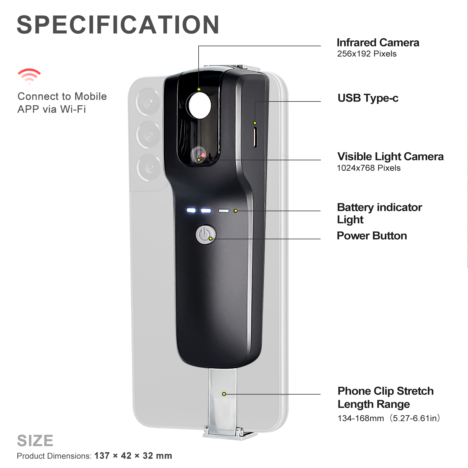 Caméra thermique WiFi HP951A 2 - Thermal Imaging Camera 256X192 avis et prix
